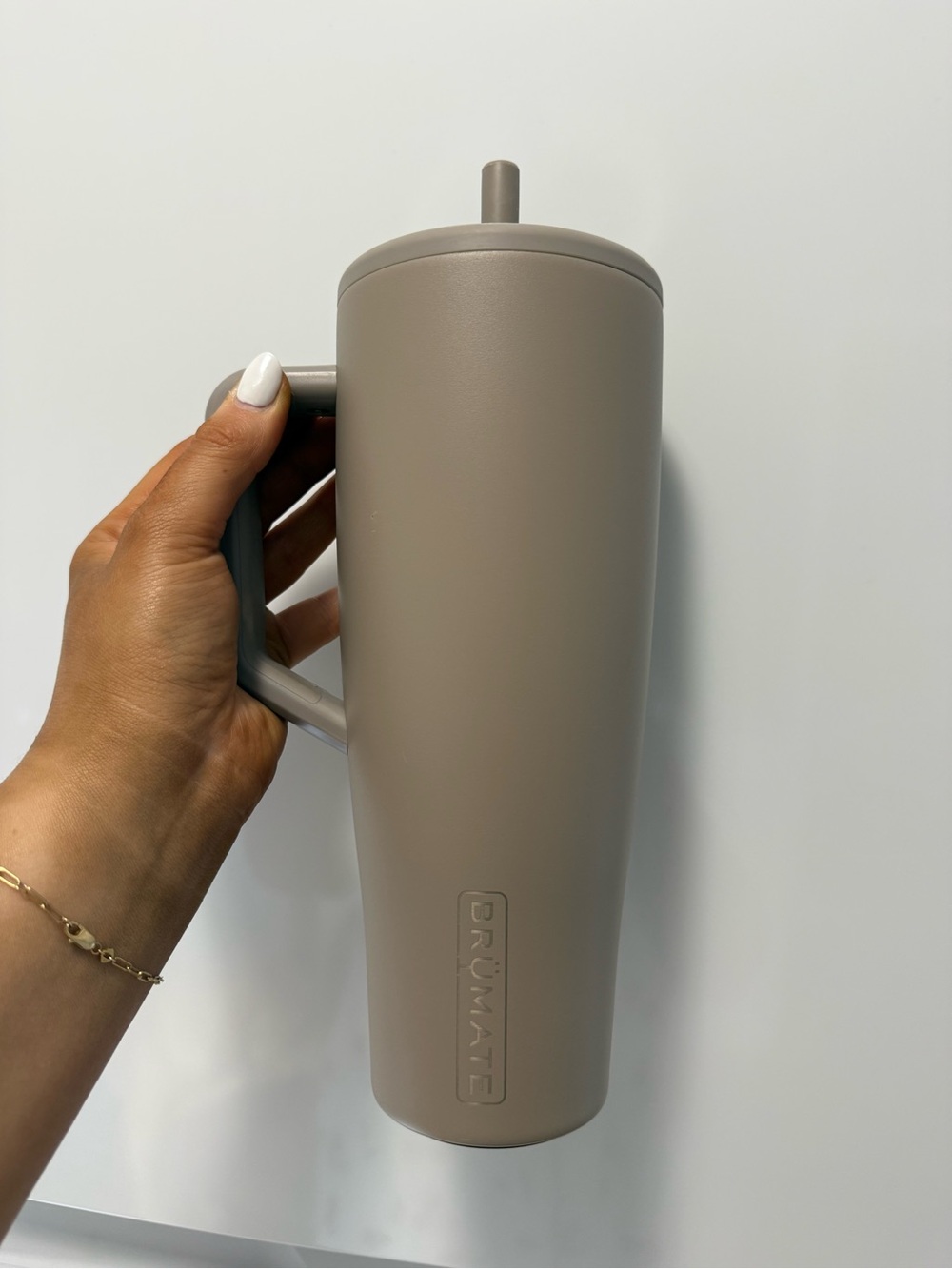 Brumate Taupe Travel Tumbler with Handle
